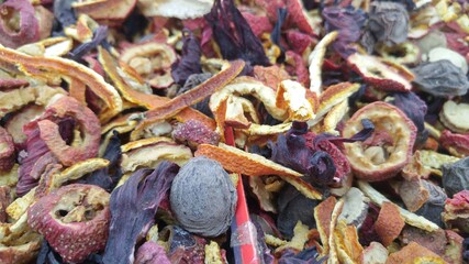 Fototapeta premium Ingredients of Chinese health tea sour plum tea