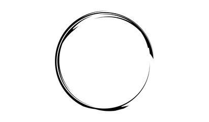 Grunge circle made of black paint isolated on the white background.Grunge oval shape made for marking.