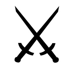 Black sword symbol on isolated background