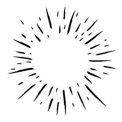 Doodle starburst. Hand drawn sun burst. Vector sketch illustration. Isolated on white background.
