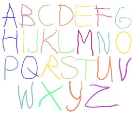 The English alphabet multi colors. Hand drawing font. Hand drawn abc