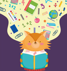 Fototapeta premium cute fox reading book