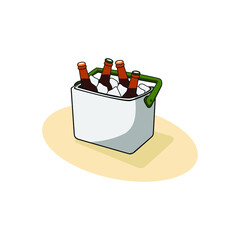 Cartoon icebox with beer bottles design illustration vector eps format , suitable for your design needs, logo, illustration, animation, etc.