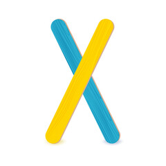 Realistic 3D wooden colored, or plastic sticks.For ice cream or frozen juice, covid test or medical throat examination.