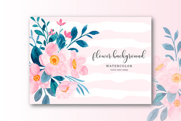 Pink flower background with watercolor
