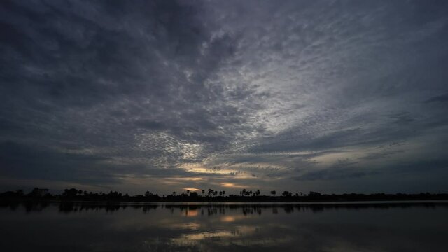 Time-lapse photos of the evening sky and clouds above River, Thailand