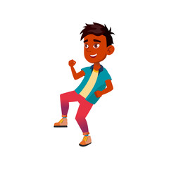 happiness muslim boy preteen dancing on children party cartoon vector. happiness muslim boy preteen dancing on children party character. isolated flat cartoon illustration