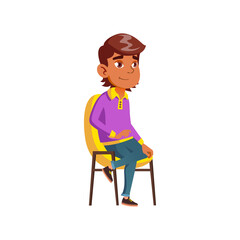 latin boy sitting on chair in restaurant cartoon vector. latin boy sitting on chair in restaurant character. isolated flat cartoon illustration