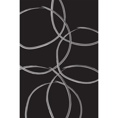 Abstract light black circles in watercolor, hand drawn doodle, dark illustration, card, vector