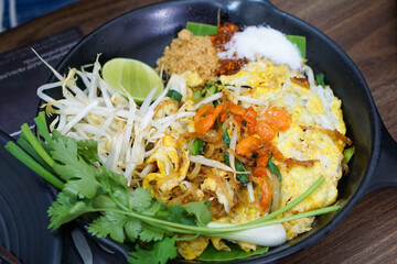 Pad Thai and vegetables. in Thailand