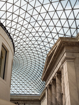 London, UK, June 5th 2021:The British Museum main court ceiling. The British Museum in London is dedicated to human history and culture.