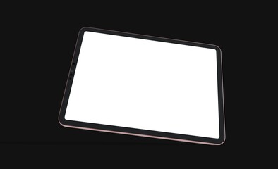 3D tablet with empty screen isolated digital black