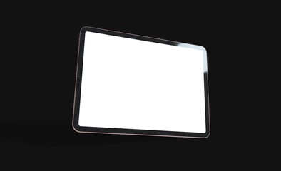 3D tablet with empty screen isolated digital black