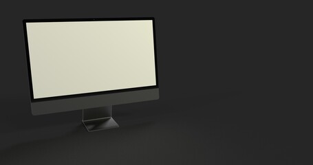 Computer display mock up with blank white screen. Stylish desktop computer mockup 3D