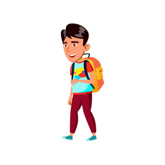 japanese preteen boy hiking with friends on mountain cartoon vector. japanese preteen boy hiking with friends on mountain character. isolated flat cartoon illustration