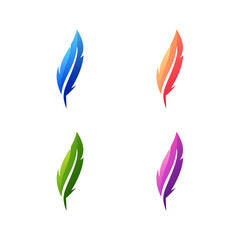 Set Feather logo design illustration