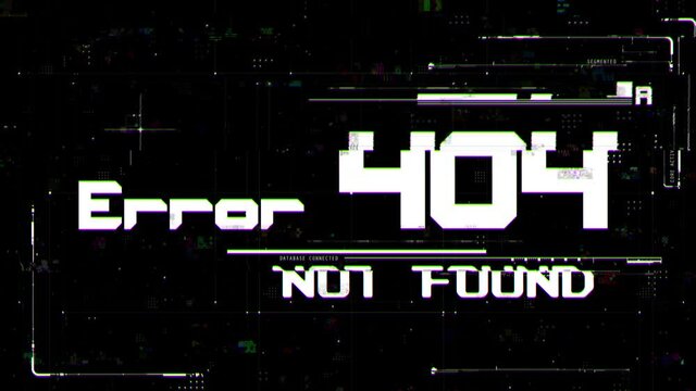 Error 404, not found warning message on computer screen, http server response. System emergency alert notification