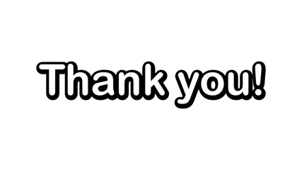 Thank you lettering black and white typography