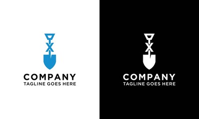 Shovel and initial letter X logo, Garden, Botany, Nature, Seed, Plant Logo Design
