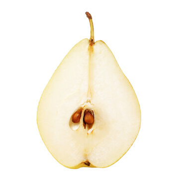  pear cut in half isolated on white