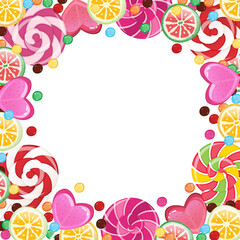 Sweet background with candies. Vector illustration.