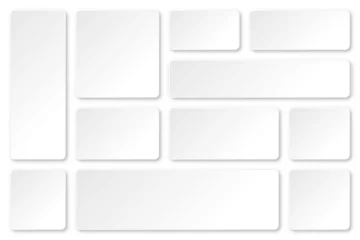 Deurstickers Set of blank paper banners with shadows isolated on white background. Adhesive stickers, labels with rounded corners. Vector illustration. © 32 pixels