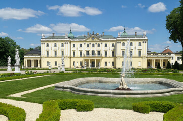 Branicki Palace in Bialystok, Poland. The palace complex with gardens, pavilions, sculptures,...
