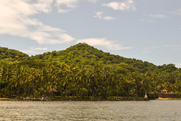 Hill with tropical vegetation in Barra de Navidad near its beach, Jalisco