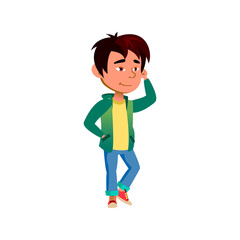 smiling asian boy walking at seashore with parents cartoon vector. smiling asian boy walking at seashore with parents character. isolated flat cartoon illustration