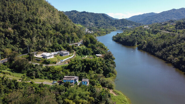 Aerial View of the Comerio River in Puerto Rico.