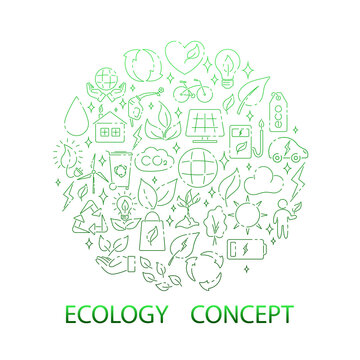 Thin line icons set Ecology concept. Vector outline sign. Eco friendly symbol collection.