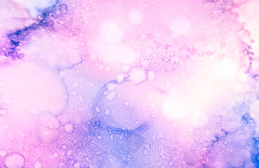 Bright Artistic Water Pattern Notebook Page. Pink Acrylic Ink Watercolour Acrylic Mixed Paint. White Modern Vintage Splash