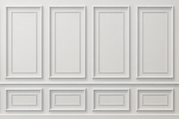 Classic wall of white wood panels. Design and technology - obrazy, fototapety, plakaty