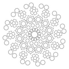 round monochrome abstract flowers pattern for coloring book
