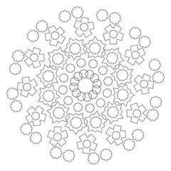 round monochrome abstract flowers pattern for coloring book
