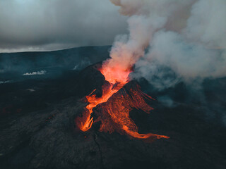 A volcanic eruption in Mt Fagradalsfjall, Southwest Iceland, in June 2021. The eruption occurred...