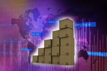 3d rendering Cardboard boxes on wooden pallet