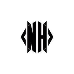 NH Logo monogram with shield shape designs template