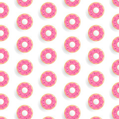 Strawberry donut pattern design concept background