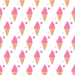 Strawberry ice cream pattern design concept
