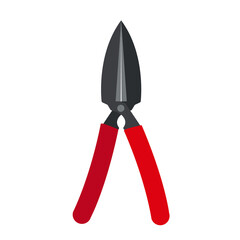 Illustration of metal garden shears with red plastic handles