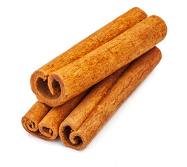 Several cinnamon sticks insolated on white background