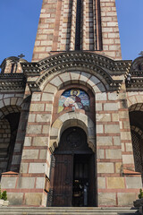 Church of St. Mark (Crkva Svetog Marka) - Serbian Orthodox church located in the Tasmajdan Park in Belgrade, Serbia. - obrazy, fototapety, plakaty
