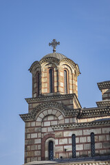 Fototapeta na wymiar Church of St. Mark (Crkva Svetog Marka) - Serbian Orthodox church located in the Tasmajdan Park in Belgrade, Serbia.