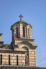 Fototapeta na wymiar Church of St. Mark (Crkva Svetog Marka) - Serbian Orthodox church located in the Tasmajdan Park in Belgrade, Serbia.
