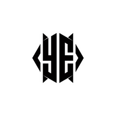 YE Logo monogram with shield shape designs template