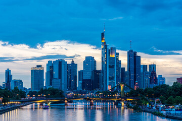 FRANKFURT, GERMANY, 25 JULY  2020: Cityscape image of Frankfurt am Main during sunset.