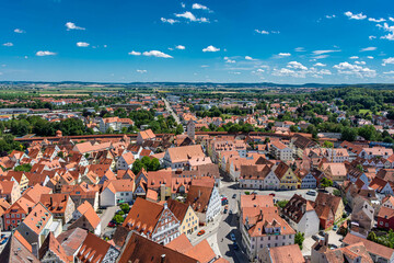 Fototapeta na wymiar Aerial view of Nordlingen the town inside the walls, Bavaria, Germany