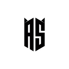 AS Logo monogram with shield shape designs template