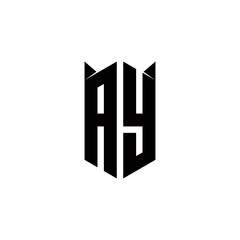 AY Logo monogram with shield shape designs template